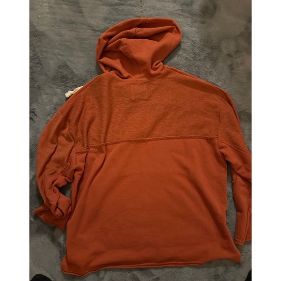 Urban Outfitters Rust Orange Raw Edge Lightweight Hoodie - Picture 2 of 3